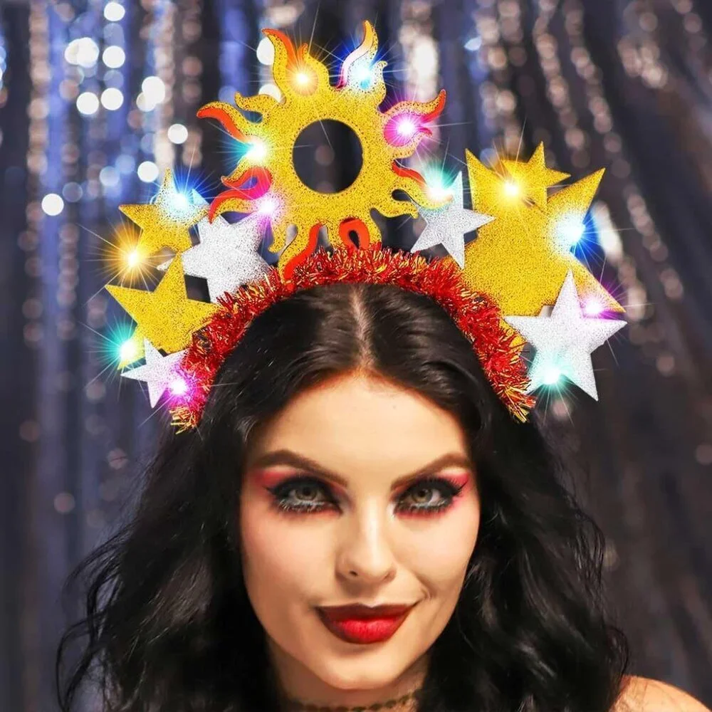 LED Sun Star Headband Festival Costume Hair Accessory for Women - Picture 5 of 8